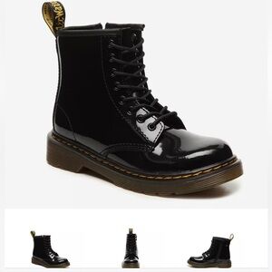 Dr. Martens Black Leather Boots with Yellow Stitching